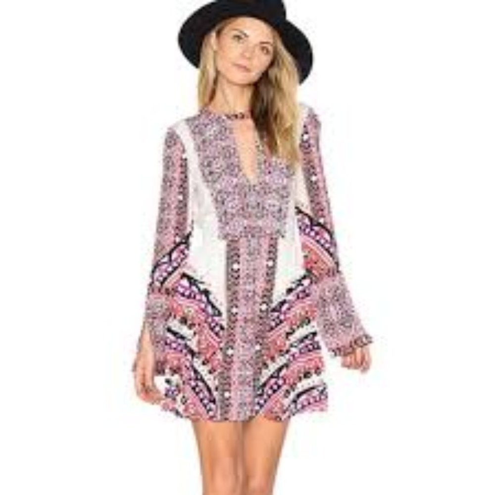 Free People Tribal Print Mini Dress Tegan Size 4